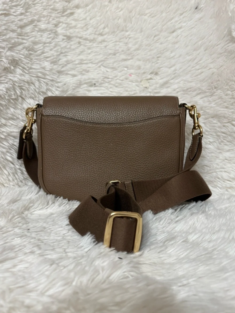 Coach Amelia Saddle Bag CP107 Dark Stone Pebble Leather Crossbody Gold Hardware - Picture 5 of 8